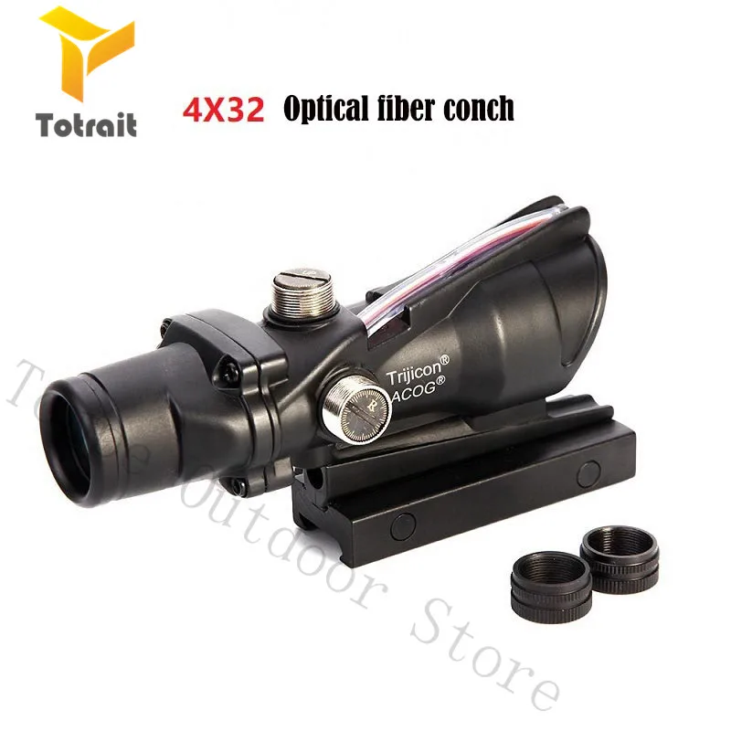 Голографический топорч ACOG 4X32 прицел с раковиной из натурального волокна и