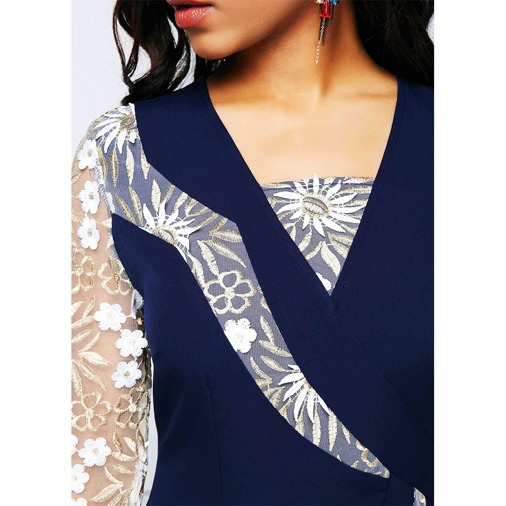 

Hook Flower Lace Woman Dress 2021 Spring Autumn Casual Plus Size Slim Office Pencil Bodycon Dress Vintage Sexy Long Party Dress