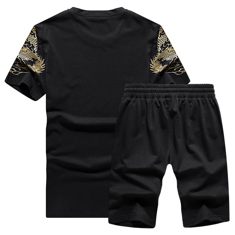 

Tracksuit Men Short Sleeve 2 Piece Print Tee Tops Pants Casual Sweatsuits Men Track Suit Sportswear Set Male Jogger Sets 4XL3XL
