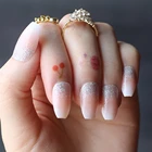 Накладные ногти, короткий гроб, блеск, блеск, натуральные Акриловые искусственные ногти