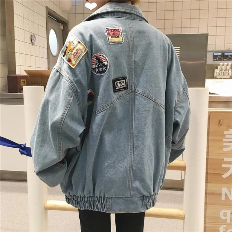 

Denim Female Spring Jacket New Plus size Clothing Long sleeves Cowboy Coats Female Casual Loose Autumn Women Outerwear C 231