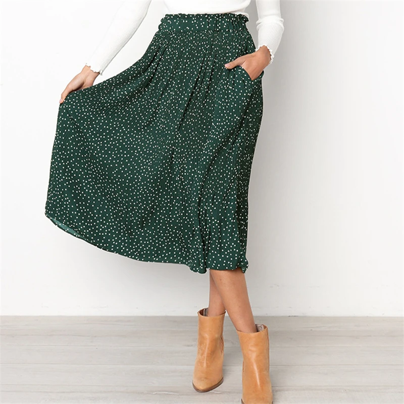 Женские юбки 2020 модные плиссированные Boho Midi с высокой талией уличная одежда