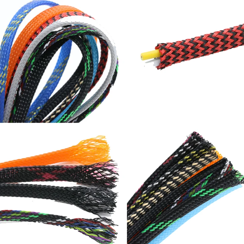 Оранжевая плетеная трубка из ПЭТ диаметром 3-40 мм жгут проводов нейлоновая