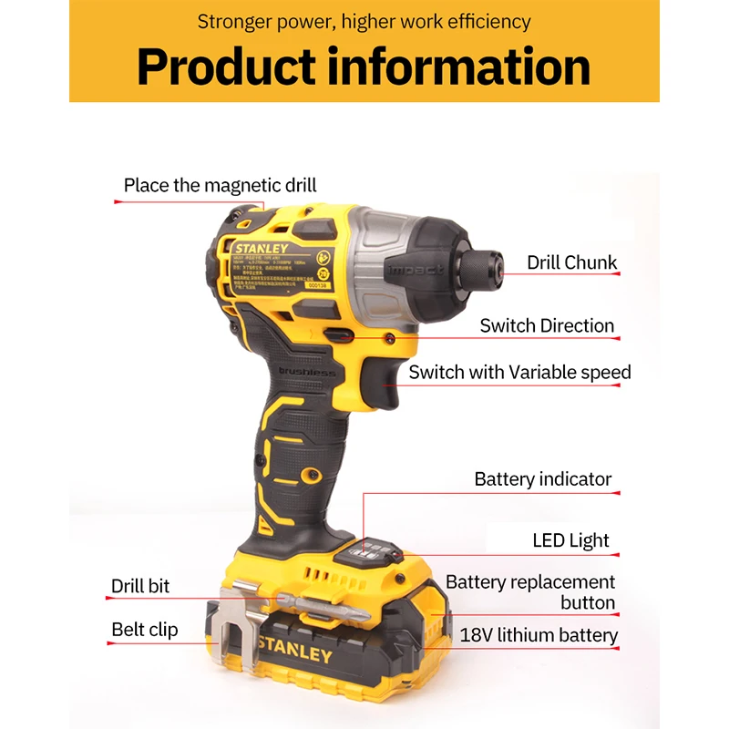 Ударный гайковерт STANLEY 18 в 2000 мАч литий-ионный аккумулятор