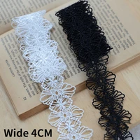 4cm wide white black polyester cotton hollow embroidered lace ribbon collar neckline trim garments diy sewing applique decor