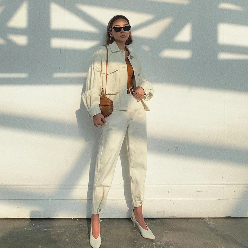 2019 Новая мода Женская одежда прямые джинсы осенние свободные девять брюки для