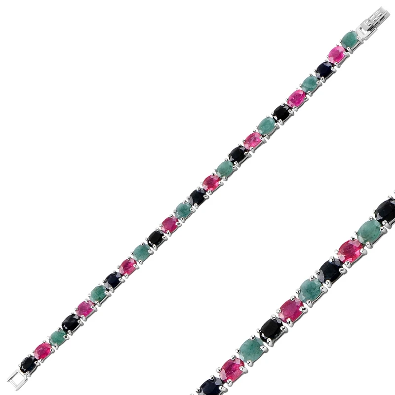 

Silverlina Sterling Silver Ruby, Emerald & Sapphire Cubic Zirconia Watercourse Bracelet