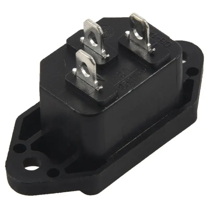 Винтовое крепление 3 штифта IEC320 C14 Входная розетка питания AC 250V 10A Черная упаковка