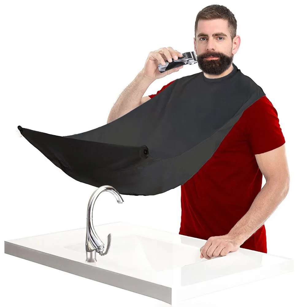 

Beard Apron Cape Shaving Cape Male Beard Shaving Apron Waterproof Non Stick Trimming Hairdressing Cape with Storage Bag Black