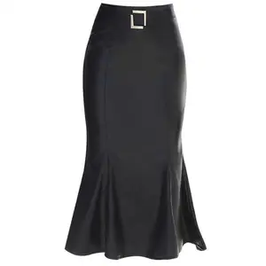 Женская юбка-Русалка из ПУ кожи, с высокой талией