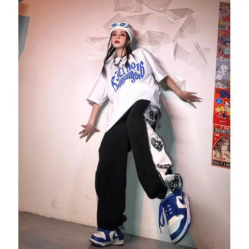 

American hiphop Hip Hop Pants women's loose 2021 new fashion brand love printing sports leisure straight pants