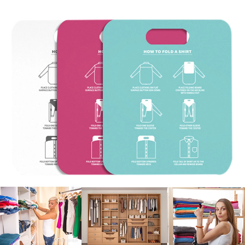 

Household Clothing Folders Board Shirt Folding Board Child/Adult Clothes Folder Closet Organizer Organizer Laundry Storage Pegs