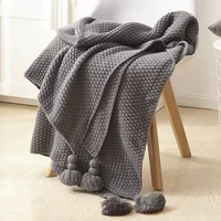 Tassel Blanket Knitted Ball Woolen Sofa Warm Cozy Throw Blankets For Office Siesta Air-conditioner Bedspread Bedding Tapestry