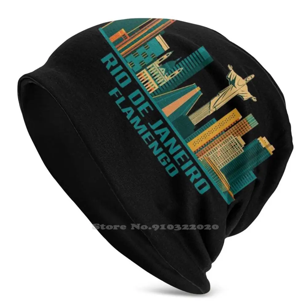 De Janeiro Flamengo Brazil Skyline Stretch Knit Beanies Autumn Winter Hats For Man Woman Child Teens De Janeiro