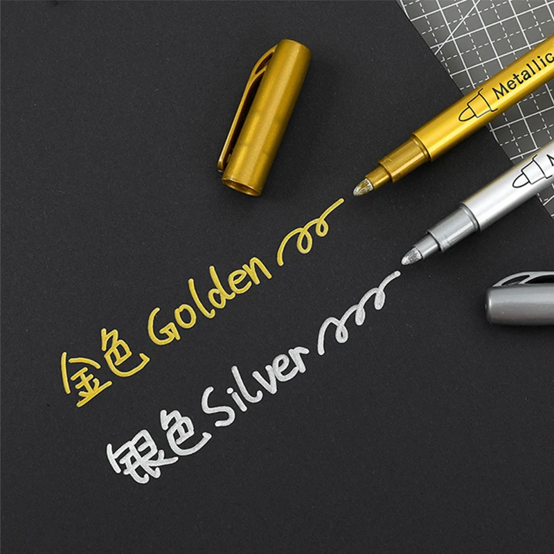 Metallic Waterproof Permanent Marker Pens DIY Epoxy Resin Mold Gold Silver ColorDrawing Student Supplies Craft Pen |