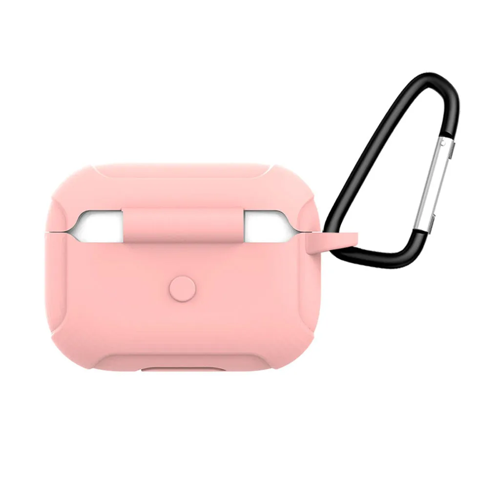 For AirPods Pro 2019 Wireless Charging Box Silicone Scratch Protection Holster with Carabiner for headphones Accessories Durable |