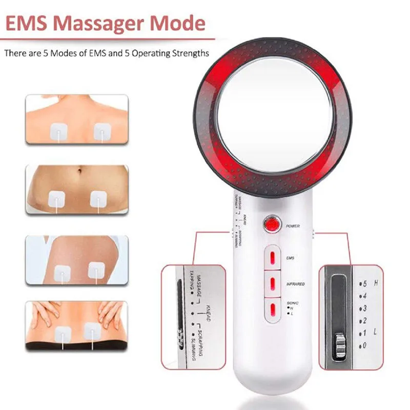 Slimming Instrument Ultrasonic Massager EMS Infrared Heat Device Electric Anti-Cellulite Machine Lipo Weight Loss Products | Красота и