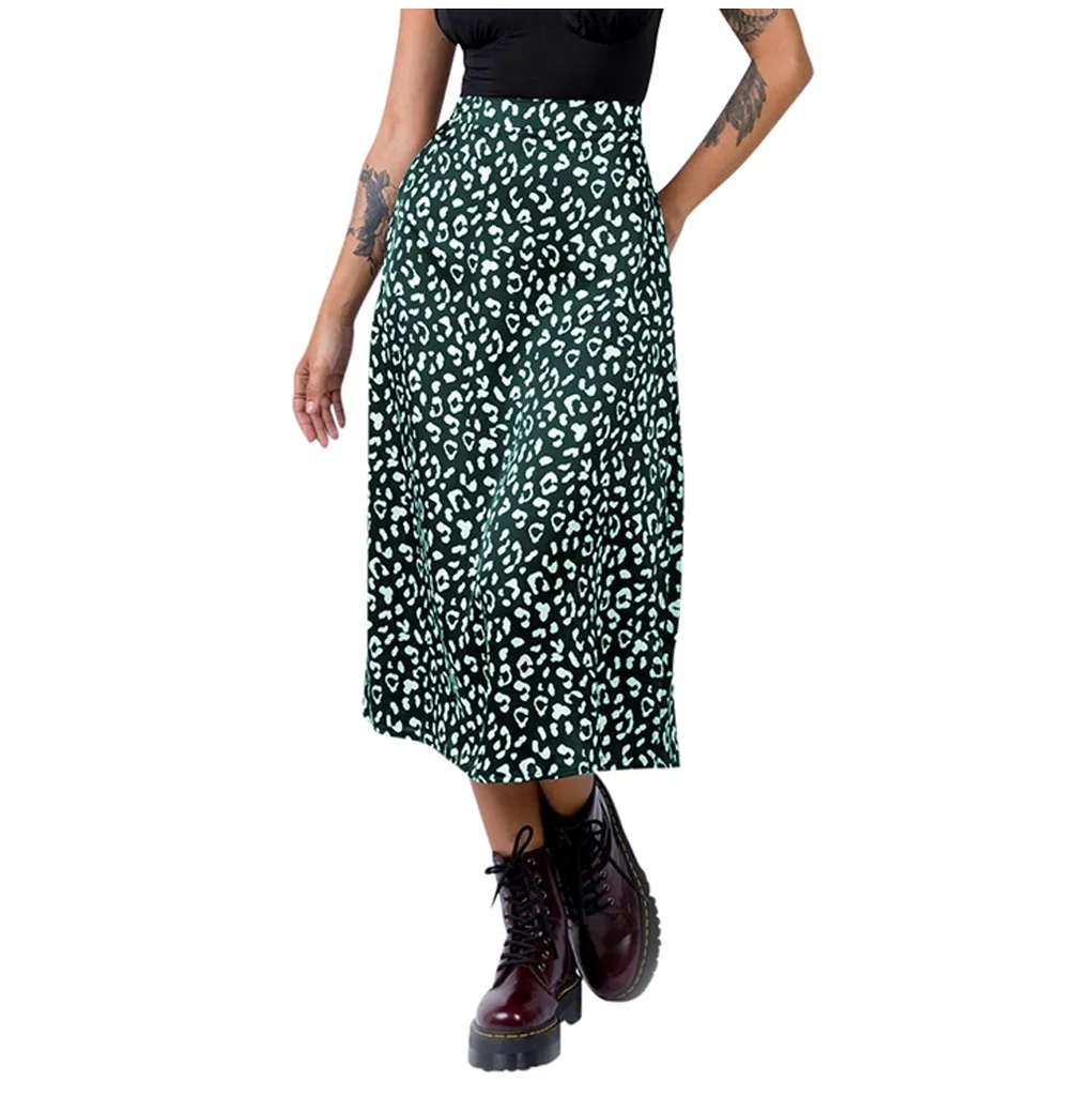 Women Leopard Print Skirt Fashion Summer High Waist Casual Aysmmetric Jan20 | Женская одежда