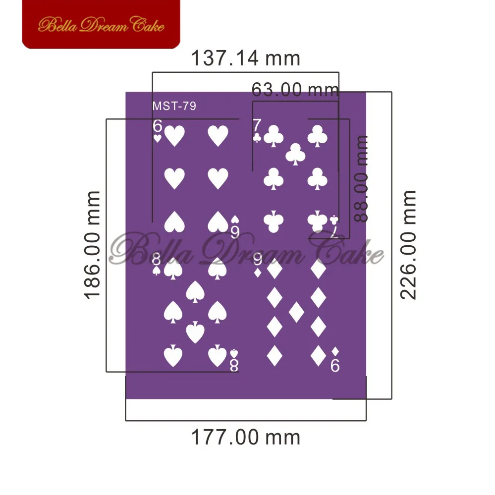 Кружевной трафарет для торта с игральными картами от шести до девяти дизайнов