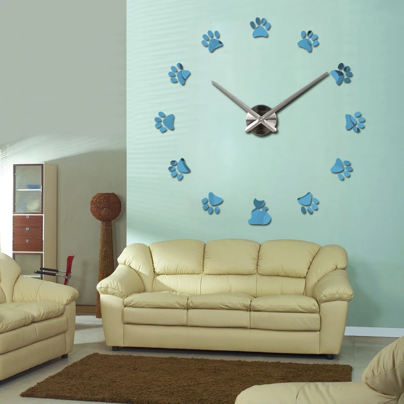 

hot acrylic wall quartz watch living room modern 3D mirror stickers reloj pared horloge large decorative diy clocks