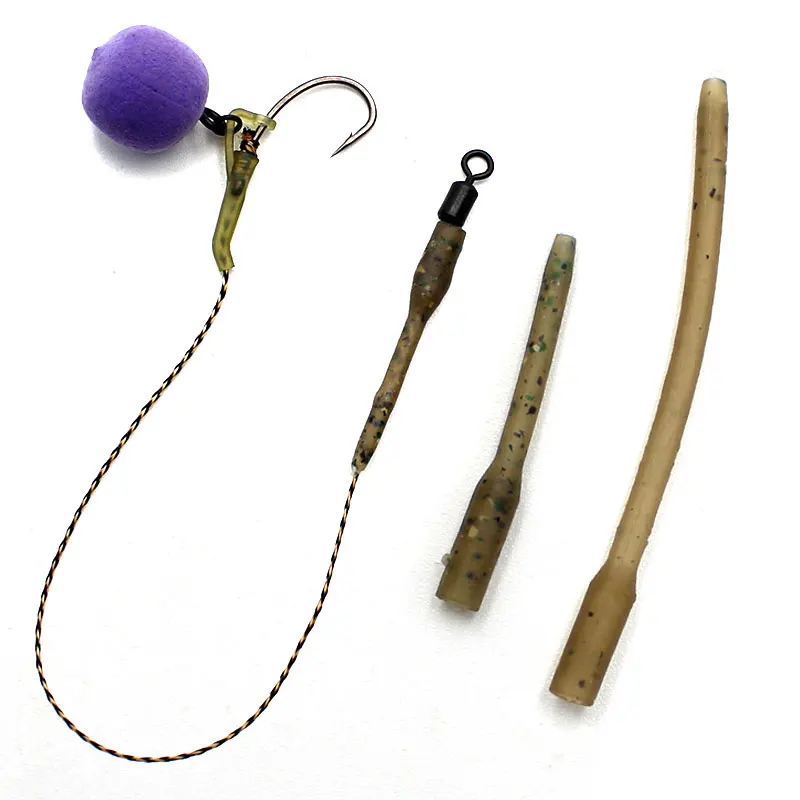 

20PCS Carp Fishing Accessories Camo Brown Anti Tangle Sleeve With Head Line Aligner Hair Rig Making Carp Fishing Terminal Tool
