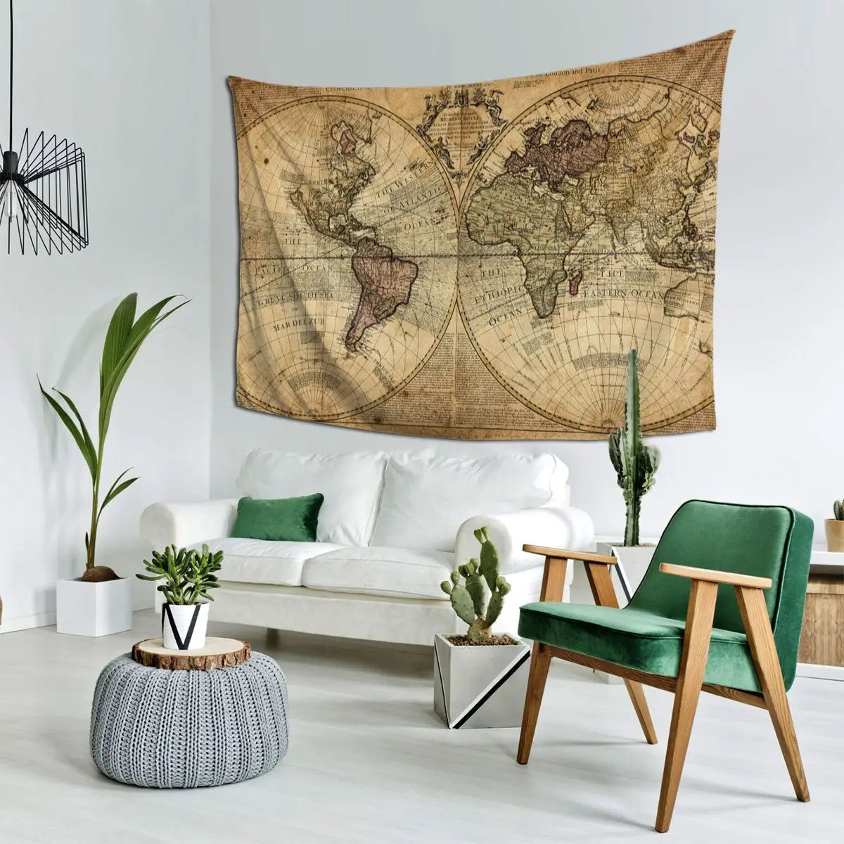 

World Map Tapestry Hippie Polyester Wall Hanging Vintage Retro Room Decoration Table Cover Mandala Tapestries