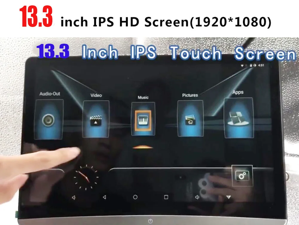 Монитор в подголовник автомобиля 13 3 дюйма Android 9 0 HD 1080P видео IPS сенсорный экран