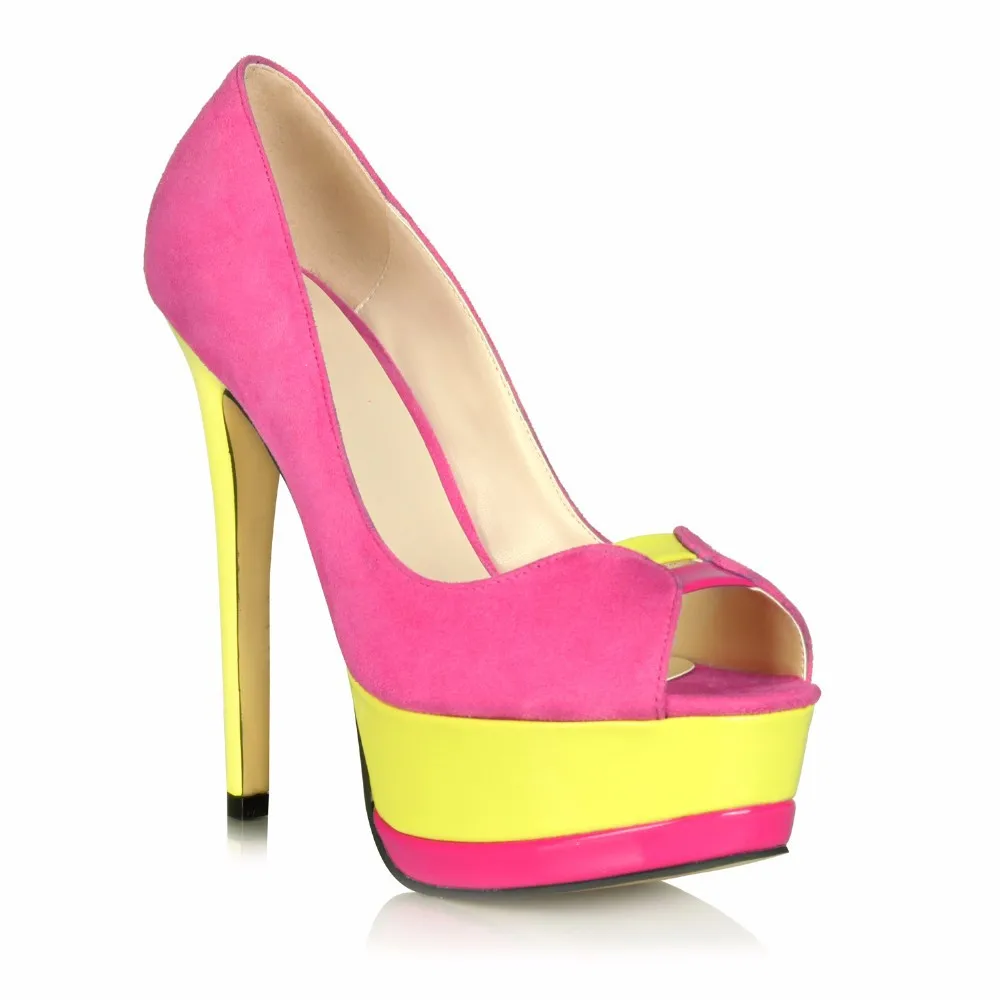 Женские туфли на очень высоком каблуке Minan розово-красные 16 см модные