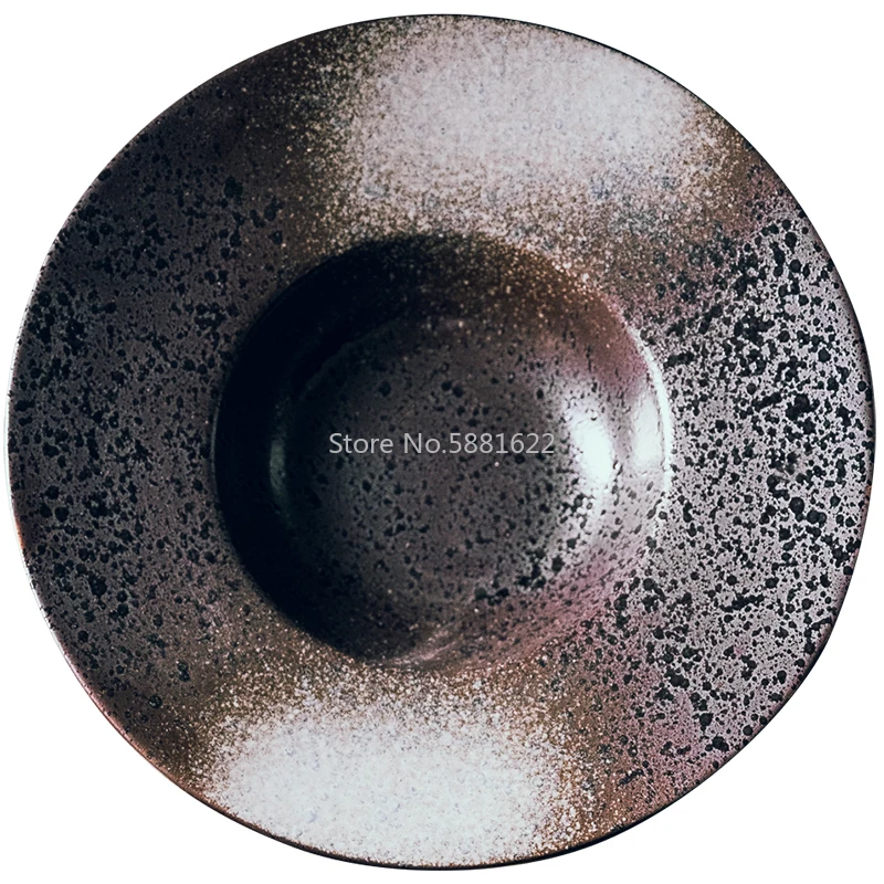 Новая простая керамическая тарелка креативная черная большая глубокая для супа