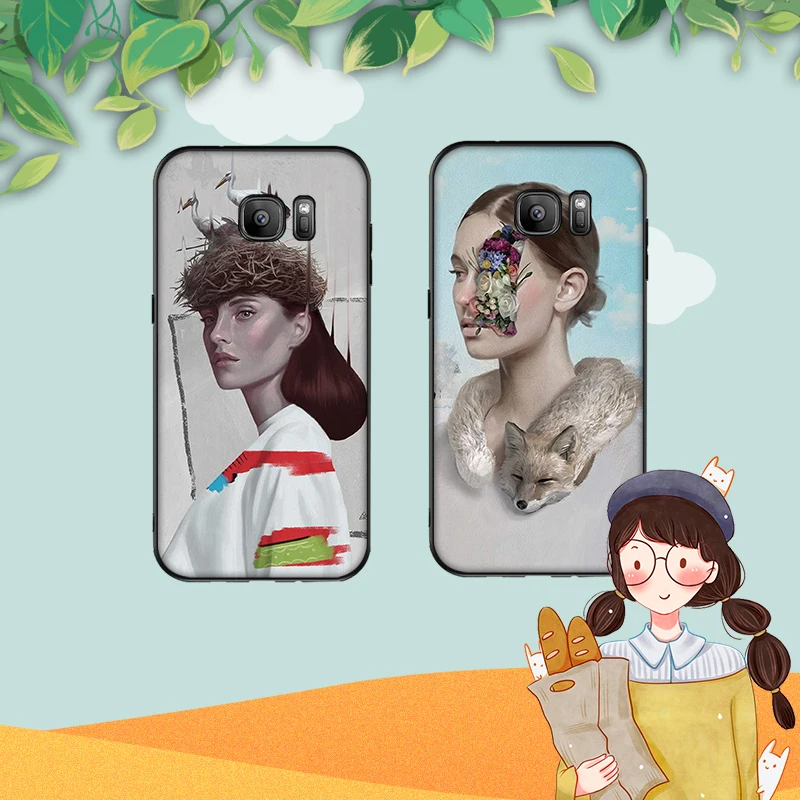 Ретро Девушка пространство цветок роза для Samsung Note 8 9 M10 M20 M30 S6 S7 Edge S8 S9 S10 PLUS TPU