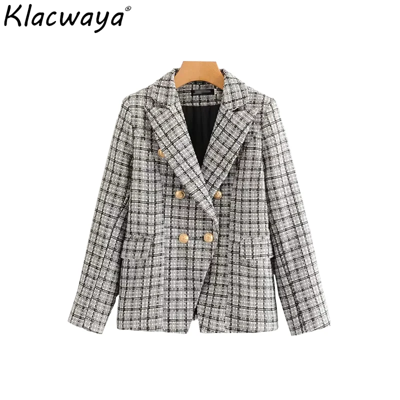 Женская твидовая клетчатая куртка элегантное твидовое пальто в стиле гусиные