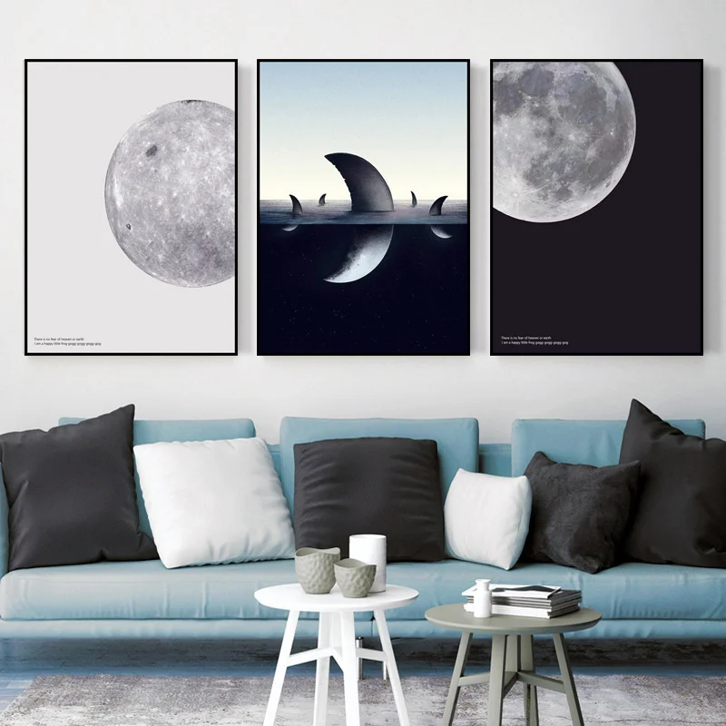 

Black and White Moon Phase Canvas Wall Art Paintings Abstract Home Decor Posters and Prints Nordic Minimalist Pictures
