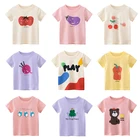 Детская летняя модная футболка для девочек; Детские футболки с короткими рукавами для мальчиков; Хлопковые топы для малышей с принтом; 2021