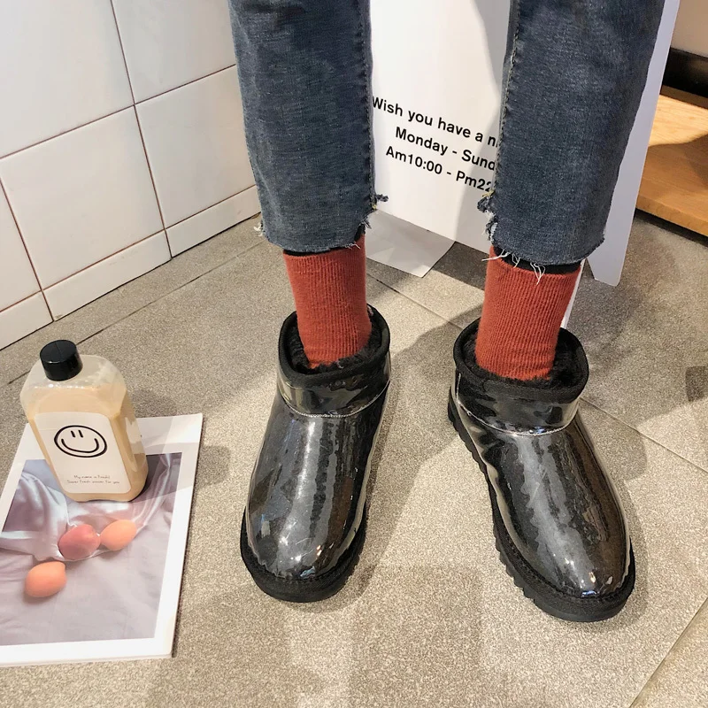 Rimocy Women's Winter Ankle Boots Waterproof PVC Snow 2019 New Platform Plush-padded Warm Botas Mujer Fashion Ladies Shoes |