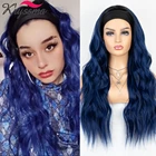Искусственные парики Kryssma для чернокожих женщин, длинные волнистые искусственные волосы с эффектом омбре, темно-синий, красный, светлый, естественный стиль, Термостойкое волокно