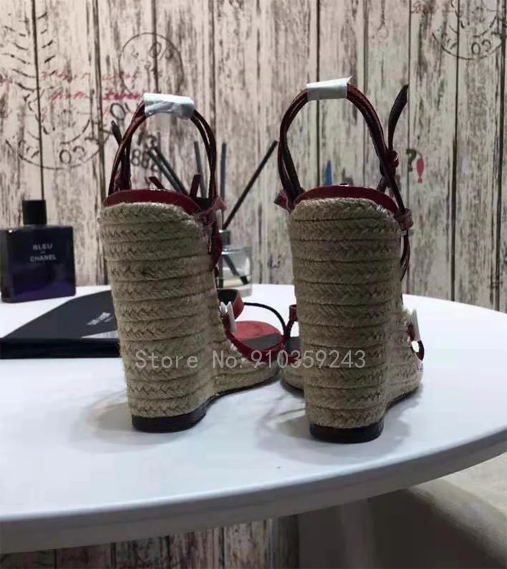 

2021 Spring/Summer New Top Quality Designer Brand Leather Trendy Straw Wedge Sandals for Women in Size 35-40