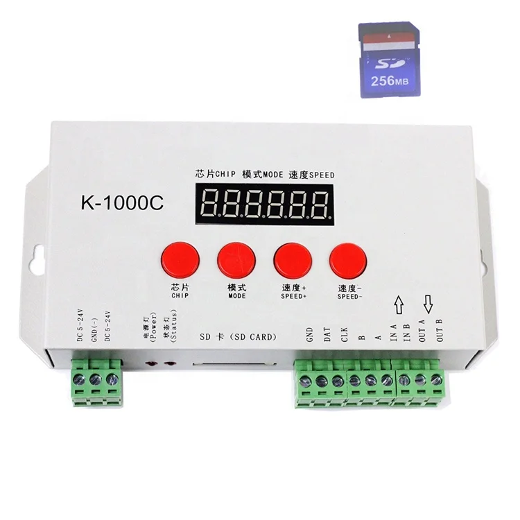 

K-1000C(T-1000S Updated) SD Card LED Controller DMX512 WS2811 WS2813 WS2815 SK6812 UCS1903 TM1803 Programmable Dimmer DC5-24V