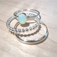 3 pcsset opal oval ring set for women girls jewelry princess styles wedding party female rings hand accessories size 5 11