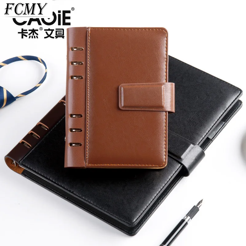 

A5 A6 Loose-leaf Notebook Business Meeting Record Book Office Leather Binder Book Detachable Office Supplies