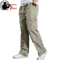 summer cotton men cargo pants mens joggers baggy tactical pants lightweight army green work pant loose casual trousers plus size