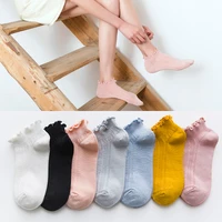 women socks fashion lace ruffles soft cotton top quality solid color sweet princess girl cozy lovely frilled socks size35 40
