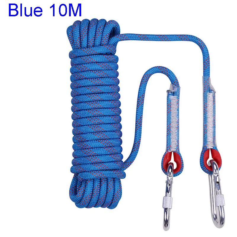 BLue 10M Верёвка для скалолазания на открытом воздухе, диаметр 10 мм, рок-ремешок, высокопрочная безопасная веревка для кемпинга, походов, скалолазания, выживания, пожаротушения, шнур - Цвет: BLue 10M