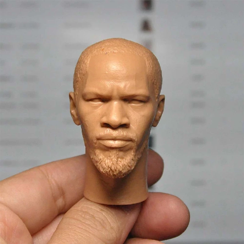 

Unpainted 1/6 DIY Jamie Foxx Male Head Sculpture Fit 12'' Muscle Figure body