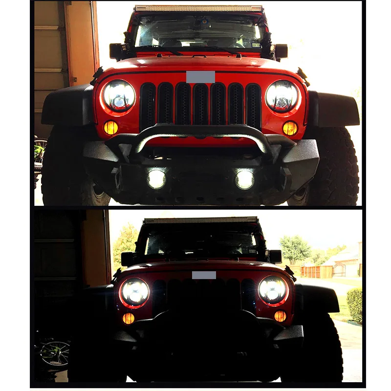 

2pcs 7inch LED Headlights with Halo Ring Turn Signal Light Headlamp DOT EMARK For Jeep Wrangler Lada Niva Defender