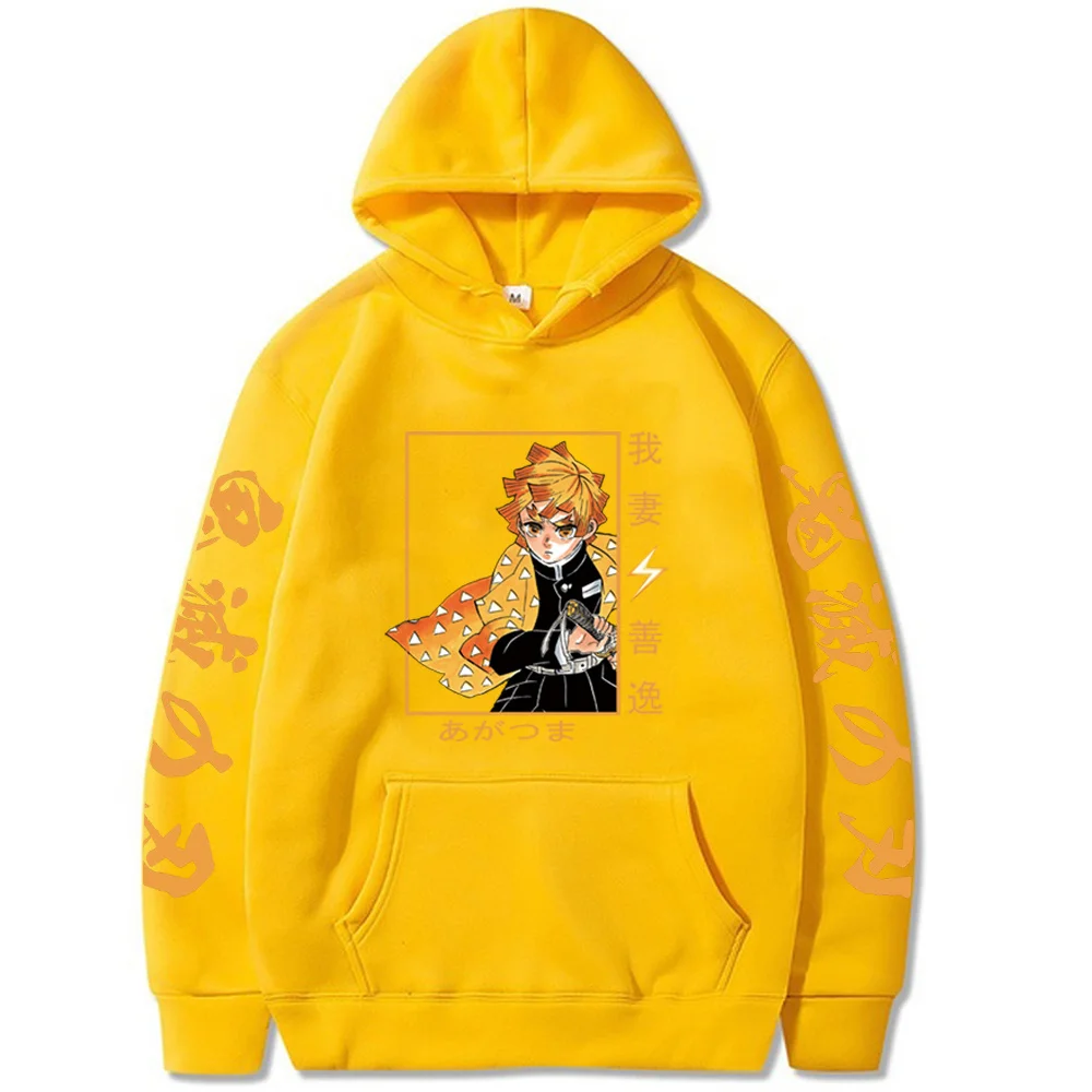 

Demon Slayer Anime Cosplay Agatsuma Zenitsu Print Men Women Pullovers Sweatshirts Casual Solid Pockets Streetwear Sweater Top