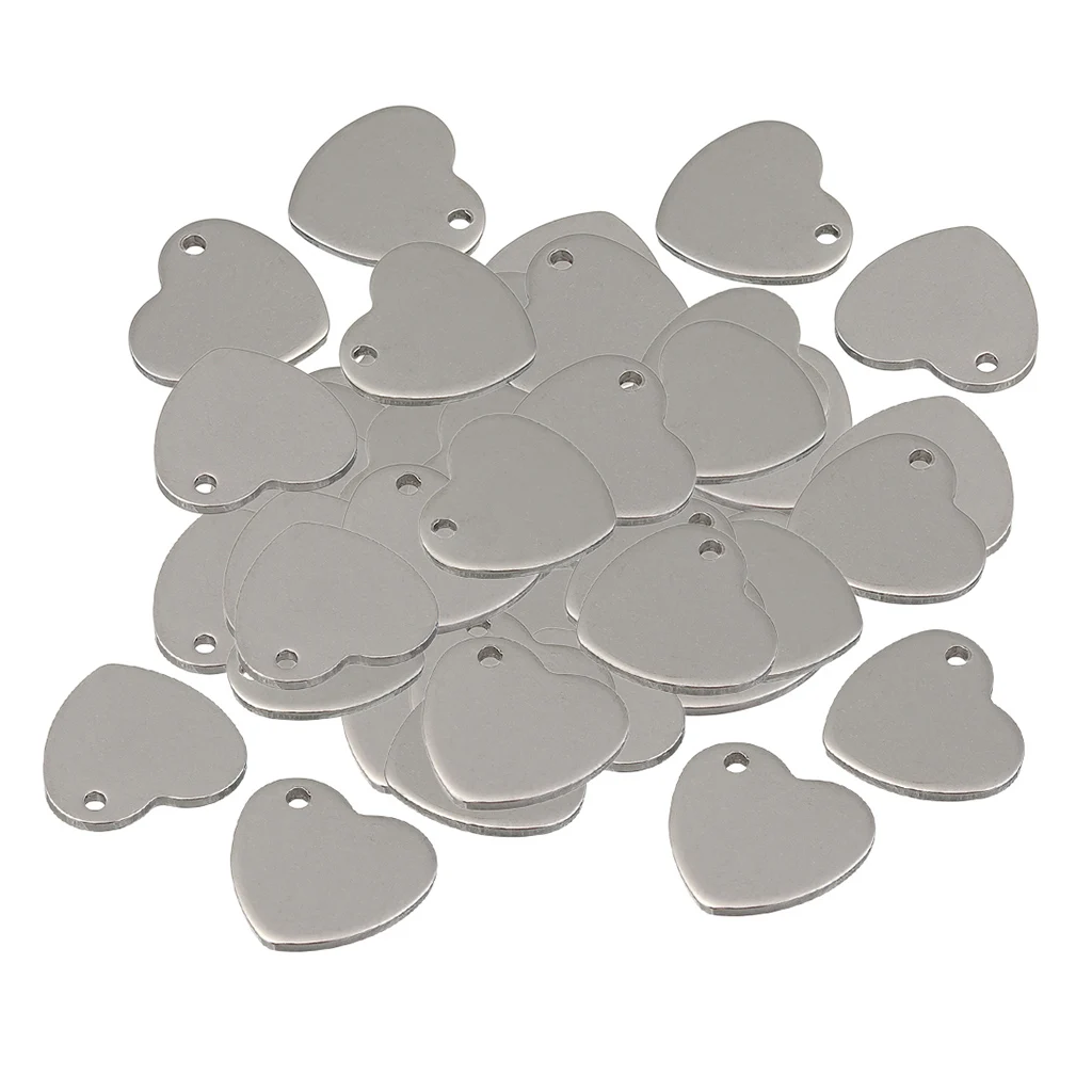 

50Pcs Metal Stamping Blanks Heart Charms Pendants Tags For DIY Necklace Jewelry