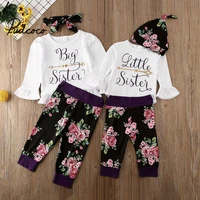 3pcs newborn clothes baby girls clothing set casual little sister bodysuit big sister t shirt topsfloral pants infant outfits
