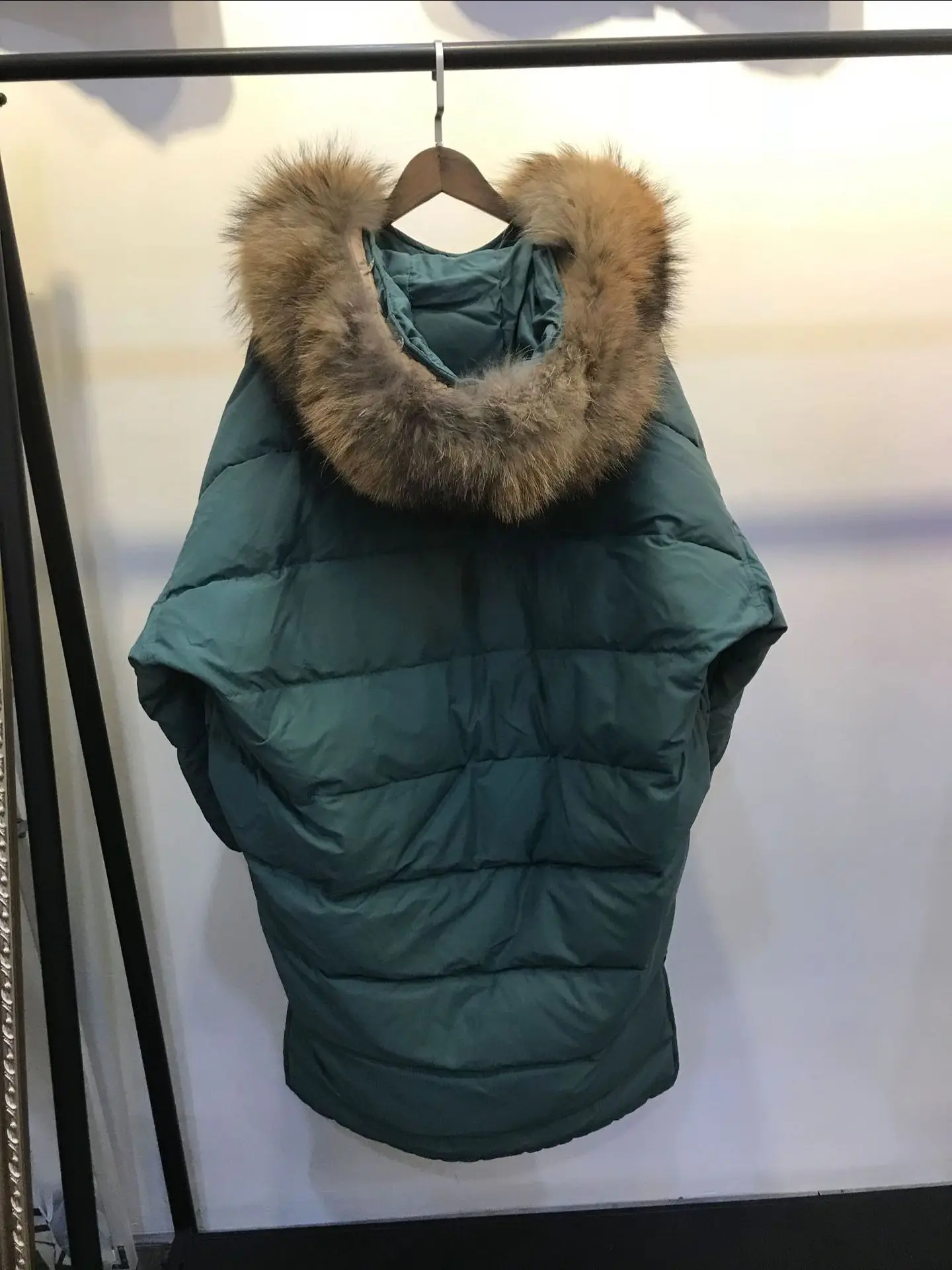 Летайте в Южную Корею! Dongdaemun, стиль, ультра большой меховой воротник, большой размер, X-long, выше колена, кокон, одеяло, пуховик, Женская куртка
