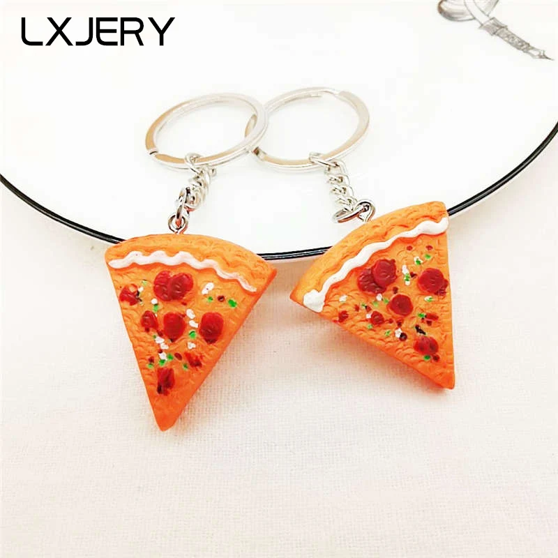 LXJERY брелок в виде пиццы ПВХ для ключей женщин сумка Шарм подвеска подарки