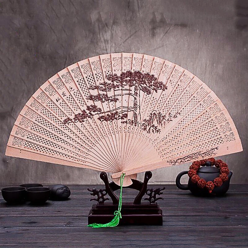 

Hand-held fan Incense Sandalwood Handmade Fan Carved Wooden Fan Chinese Style Ladies Dance Fan
